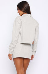 Mariah Mid Rise Striped Denim Skirt Grey/White