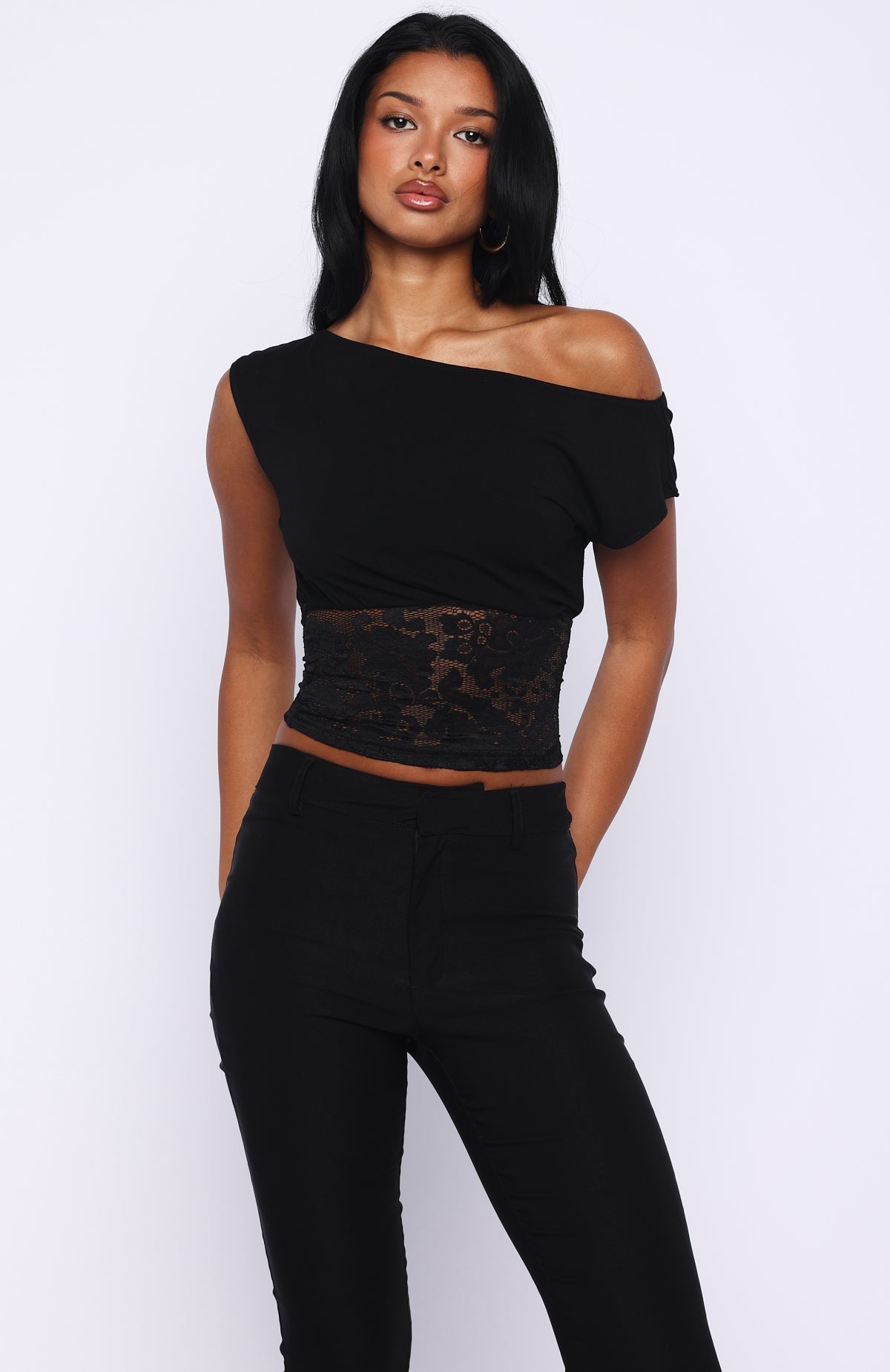 Mesmerised Eyes Off Shoulder Top Black