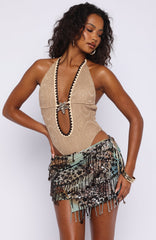 Golden Grace Beaded Mini Skirt Saltwater