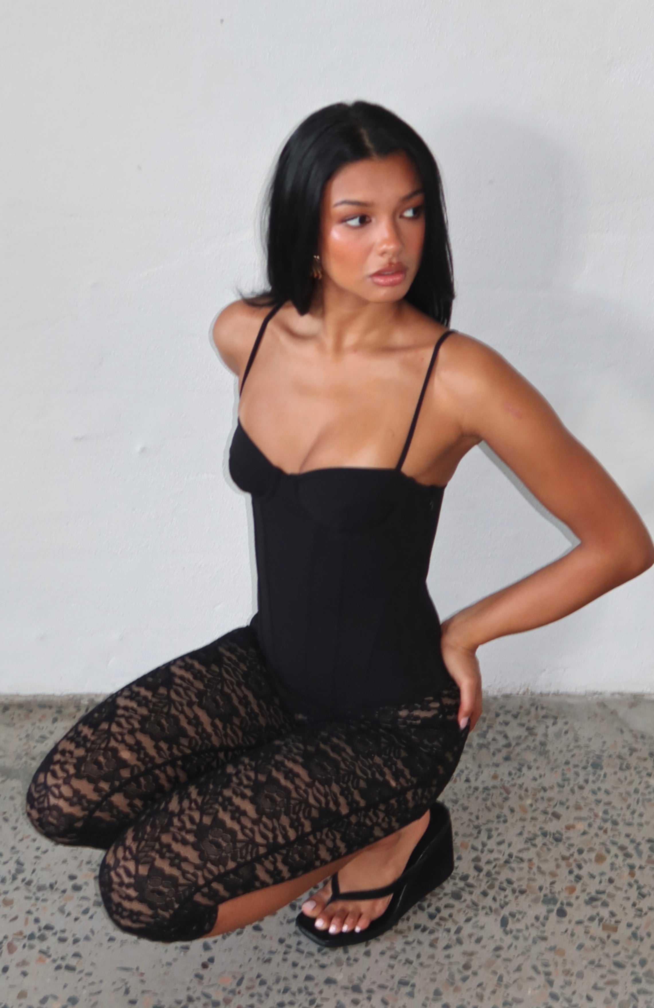 Vibe With Me Lace Capri Pants Black