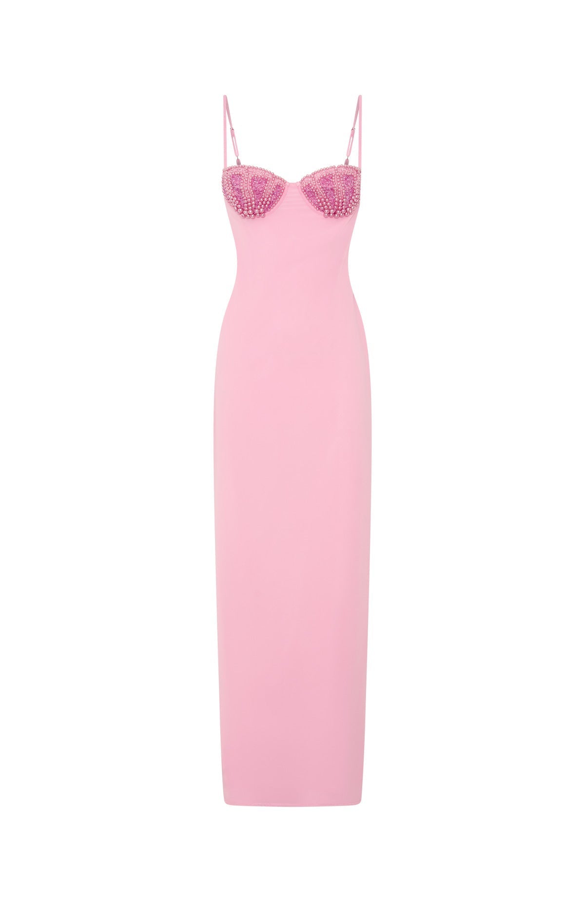Motel Mermaid Beaded Maxi Dress Candy Pink