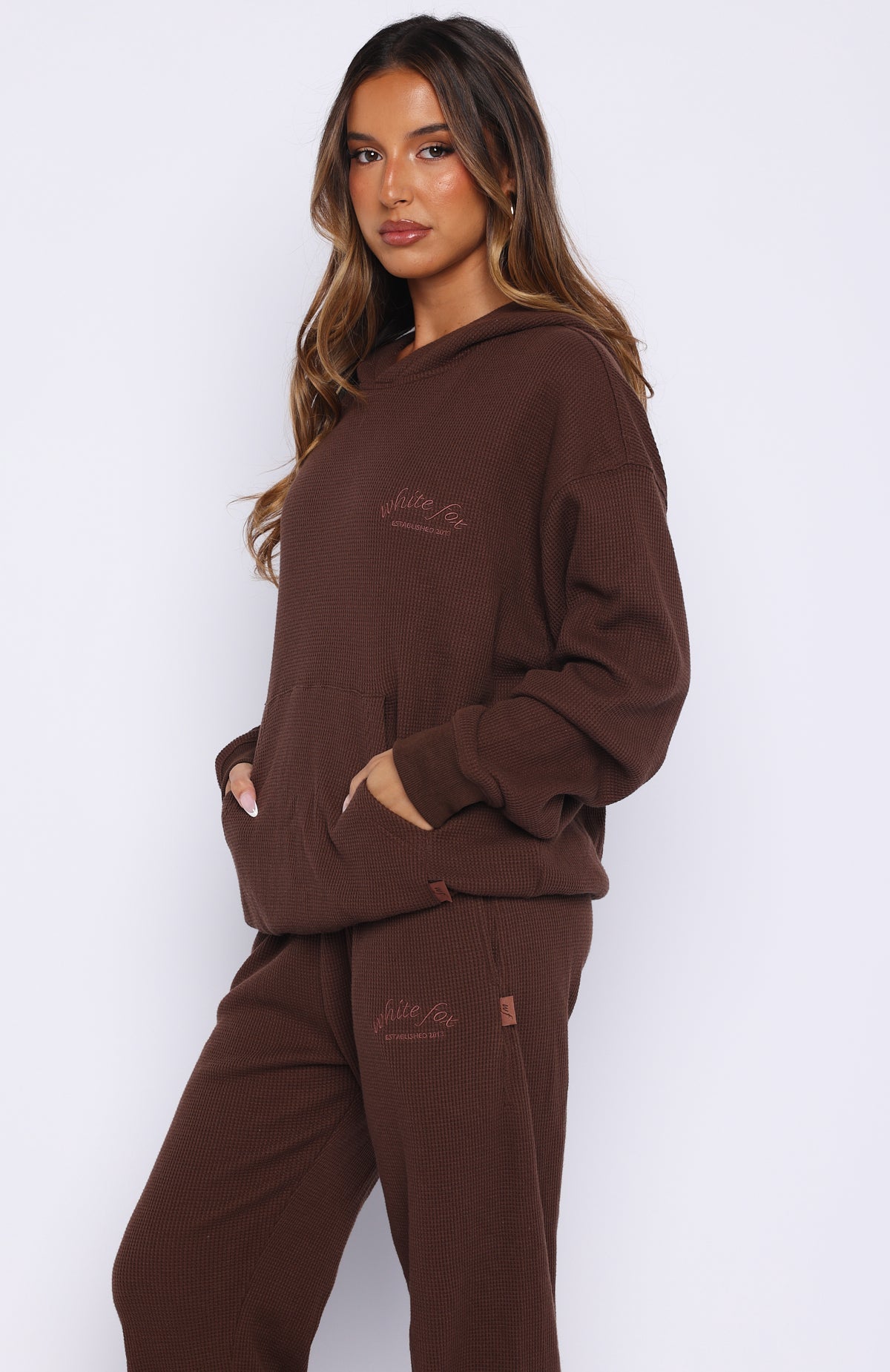 Moving Out Waffle Oversized Hoodie Chocolate