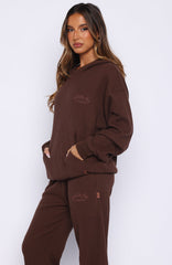 Moving Out Waffle Oversized Hoodie Chocolate