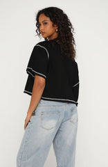 Need More Time Off Shoulder Oversized Tee Black
