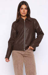 Never Possible Pu Jacket Chocolate
