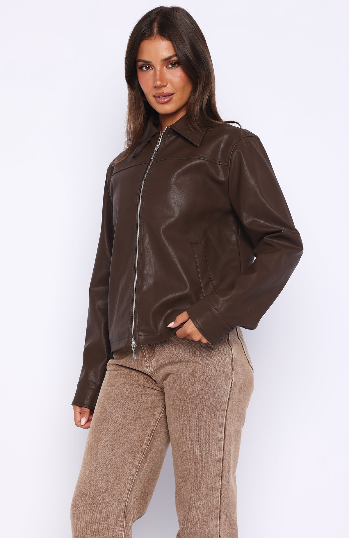 Never Possible Pu Jacket Chocolate