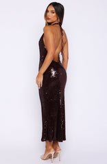 Never Tear Us Apart Sequin Midi Dress Burgundy