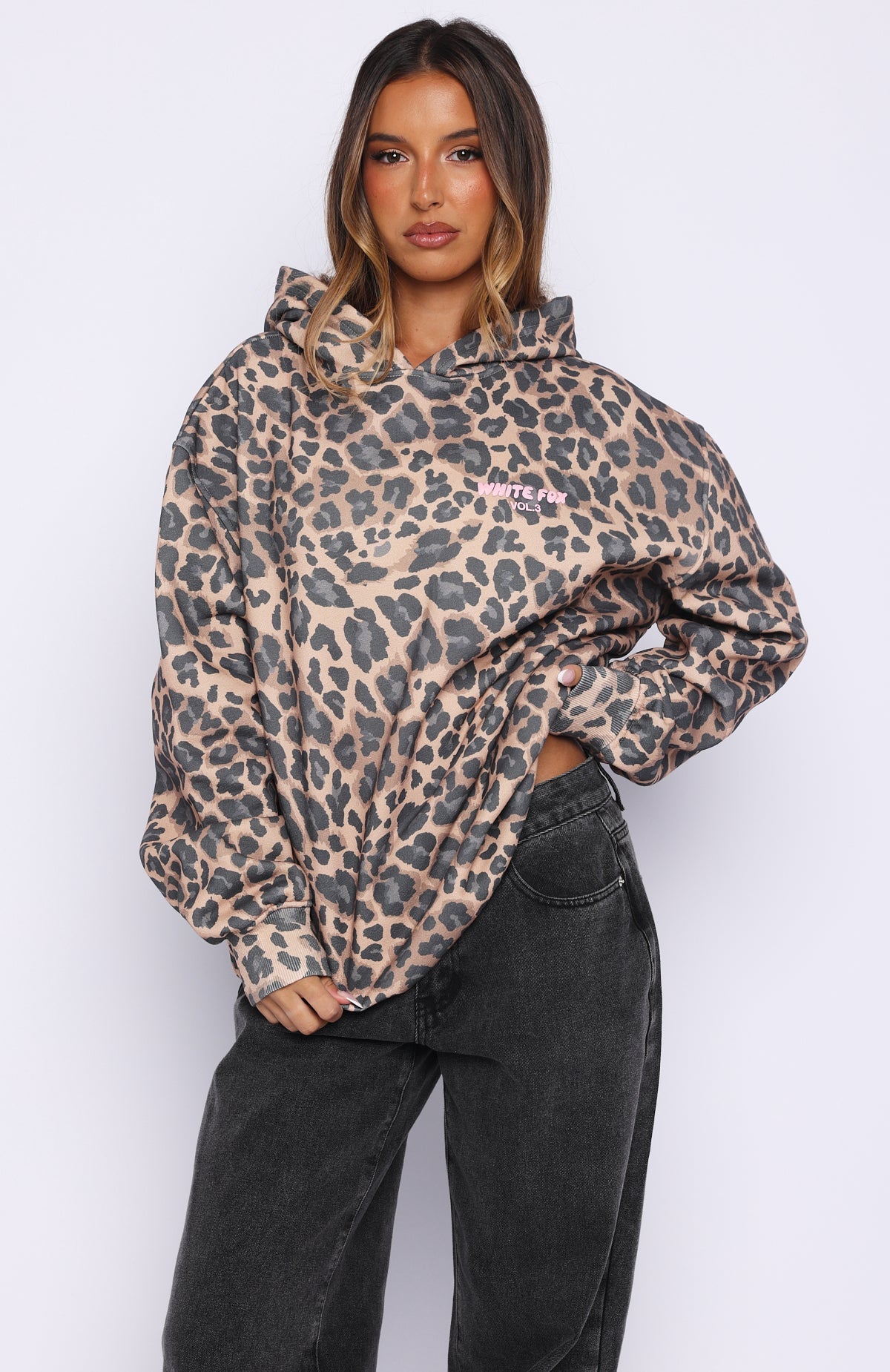 Offstage Printed Oversized Hoodie Dark Leopard