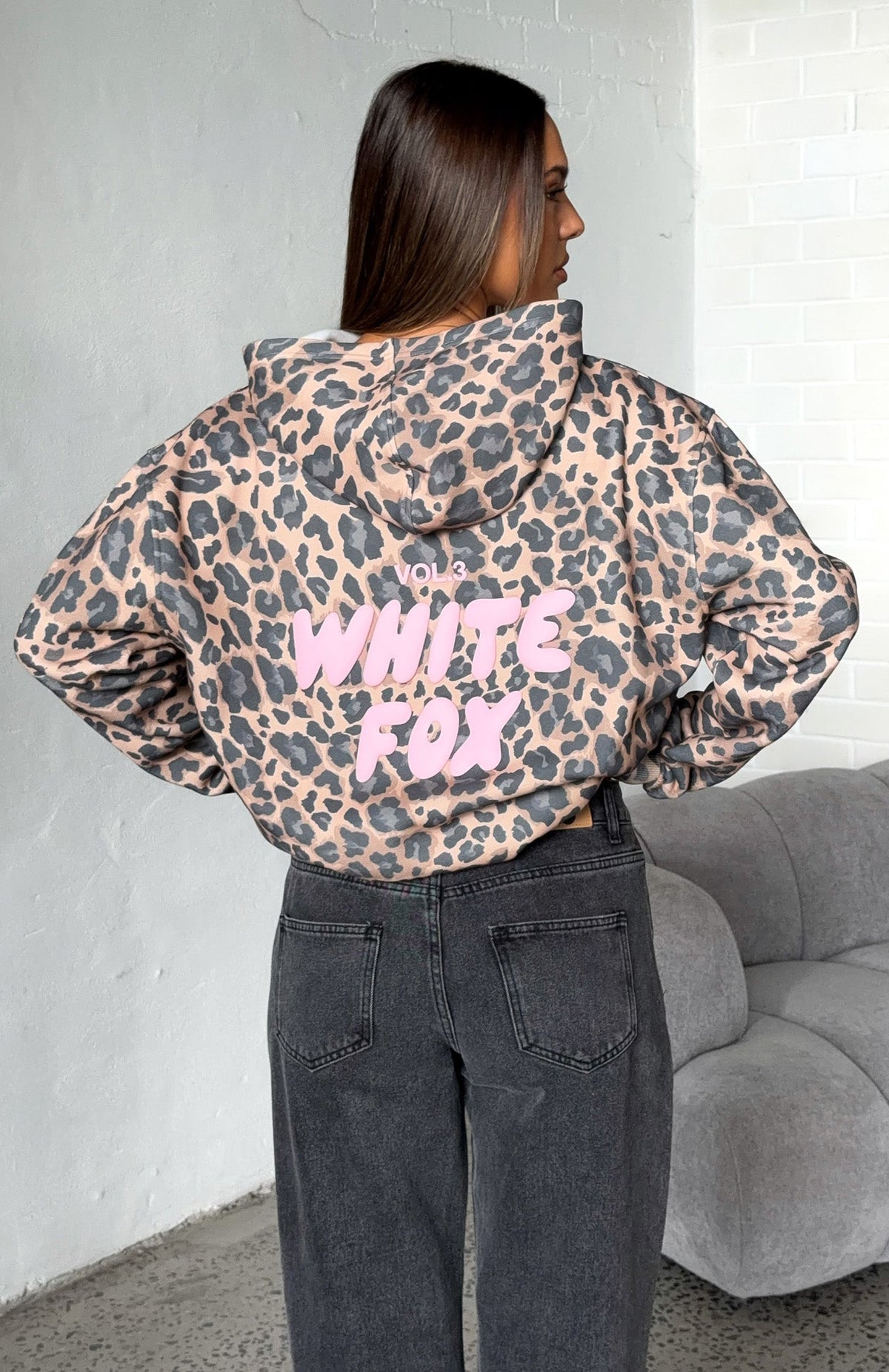 Offstage Printed Oversized Hoodie Dark Leopard
