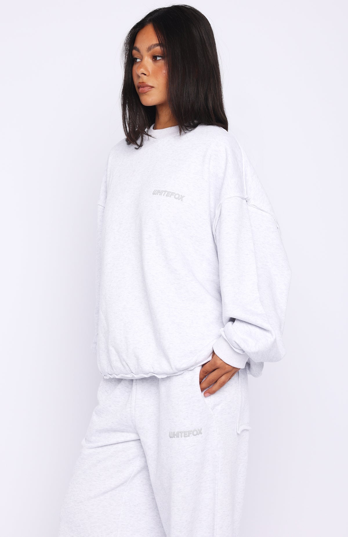 On My Own Terms Oversized Drop Shoulder Sweater Grey Marle