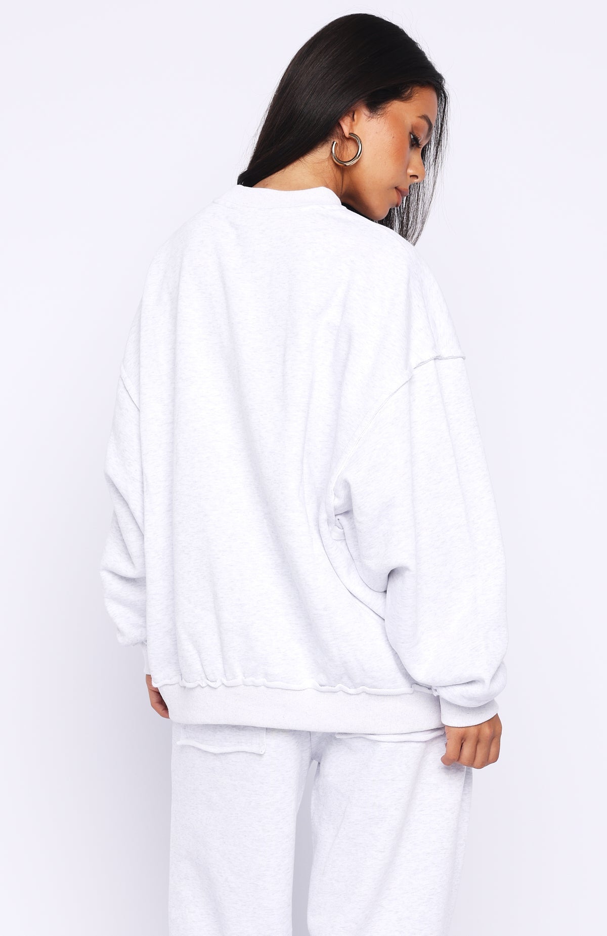 On My Own Terms Oversized Drop Shoulder Sweater Grey Marle