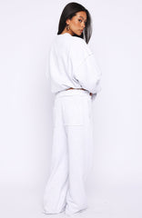 On My Own Terms Wide Leg Sweatpants Grey Marle