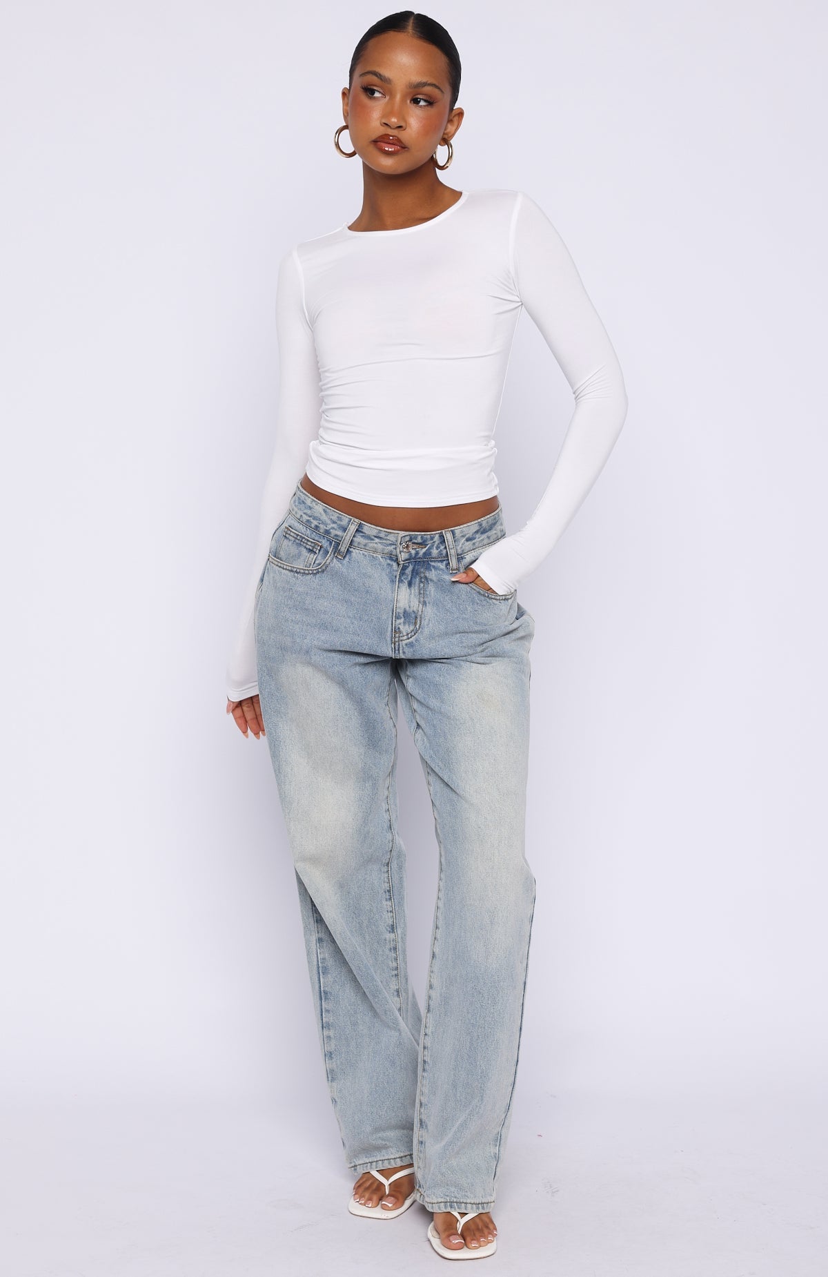 Only For Tonight Long Sleeve Top White