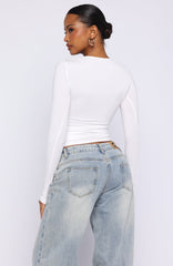 Only For Tonight Long Sleeve Top White