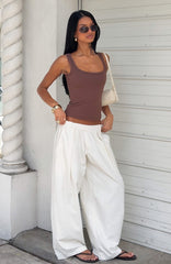 Out There Somewhere Pants White/Beige Pinstripe