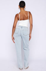 Overachieving Mid Rise Straight Leg Jeans Glacier Blue