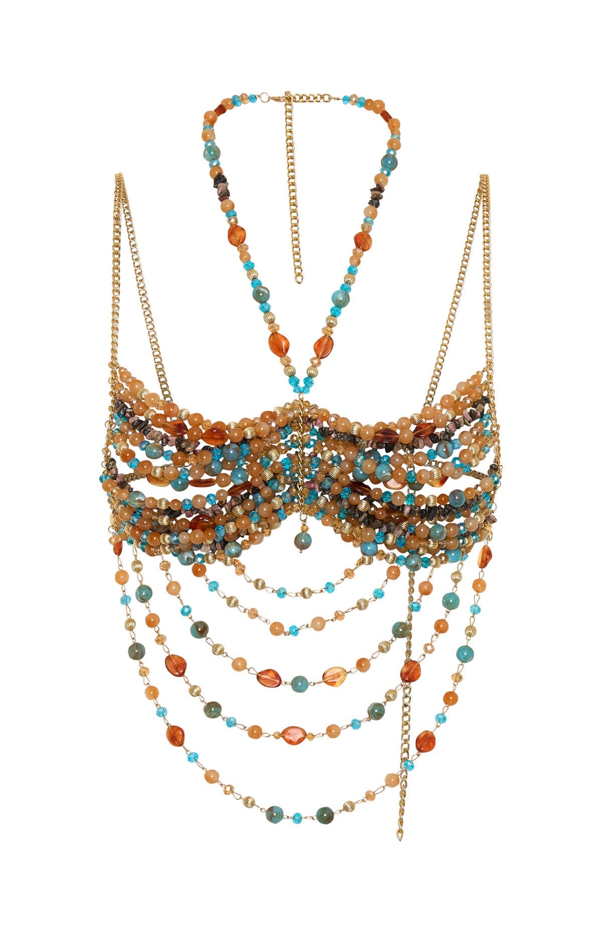 Own The Night Beaded Top Burnt Orange