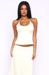 Palm Breeze Halter Top Cream