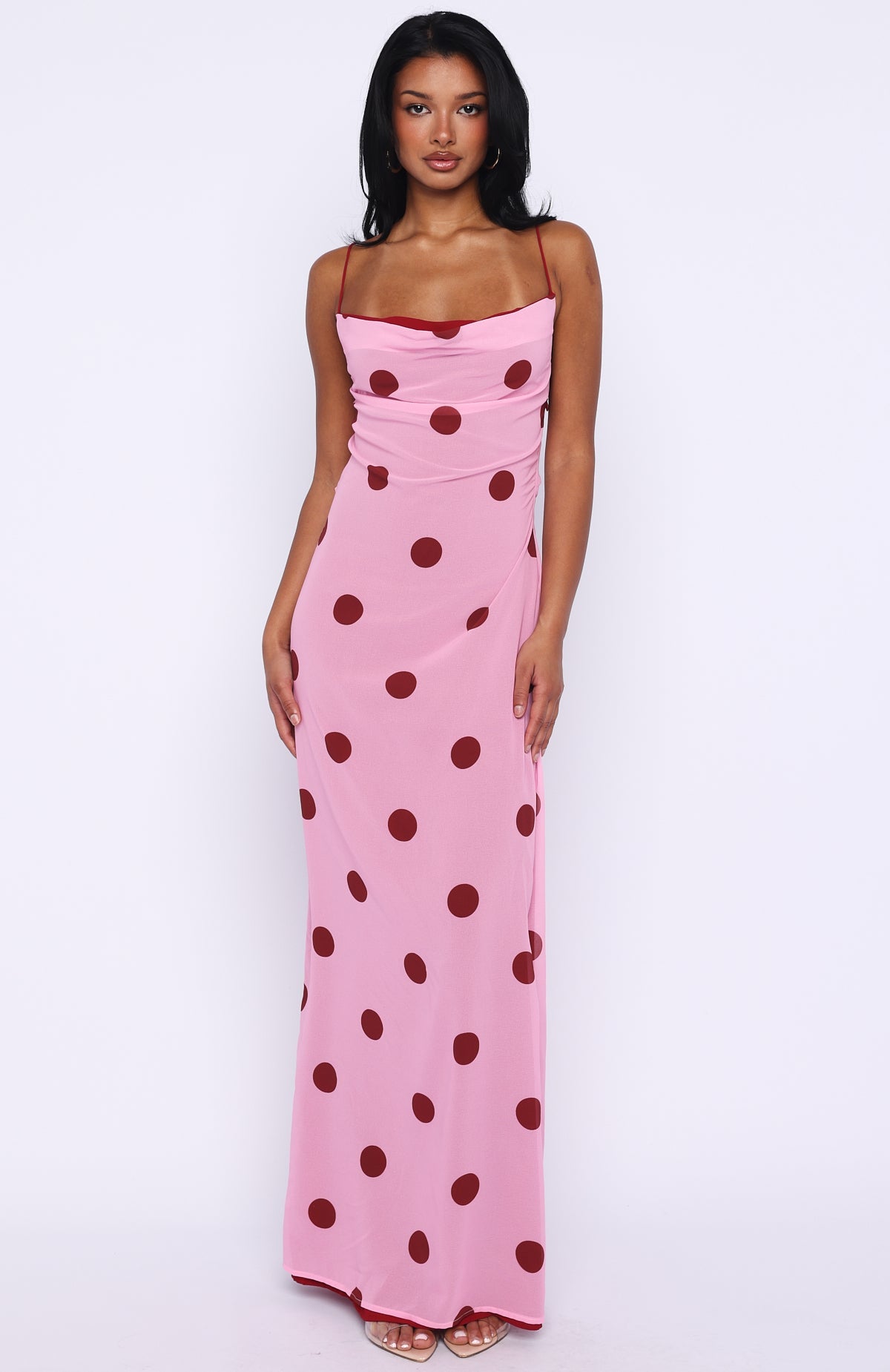 Peony Pop Maxi Dress Pink Polka Dot