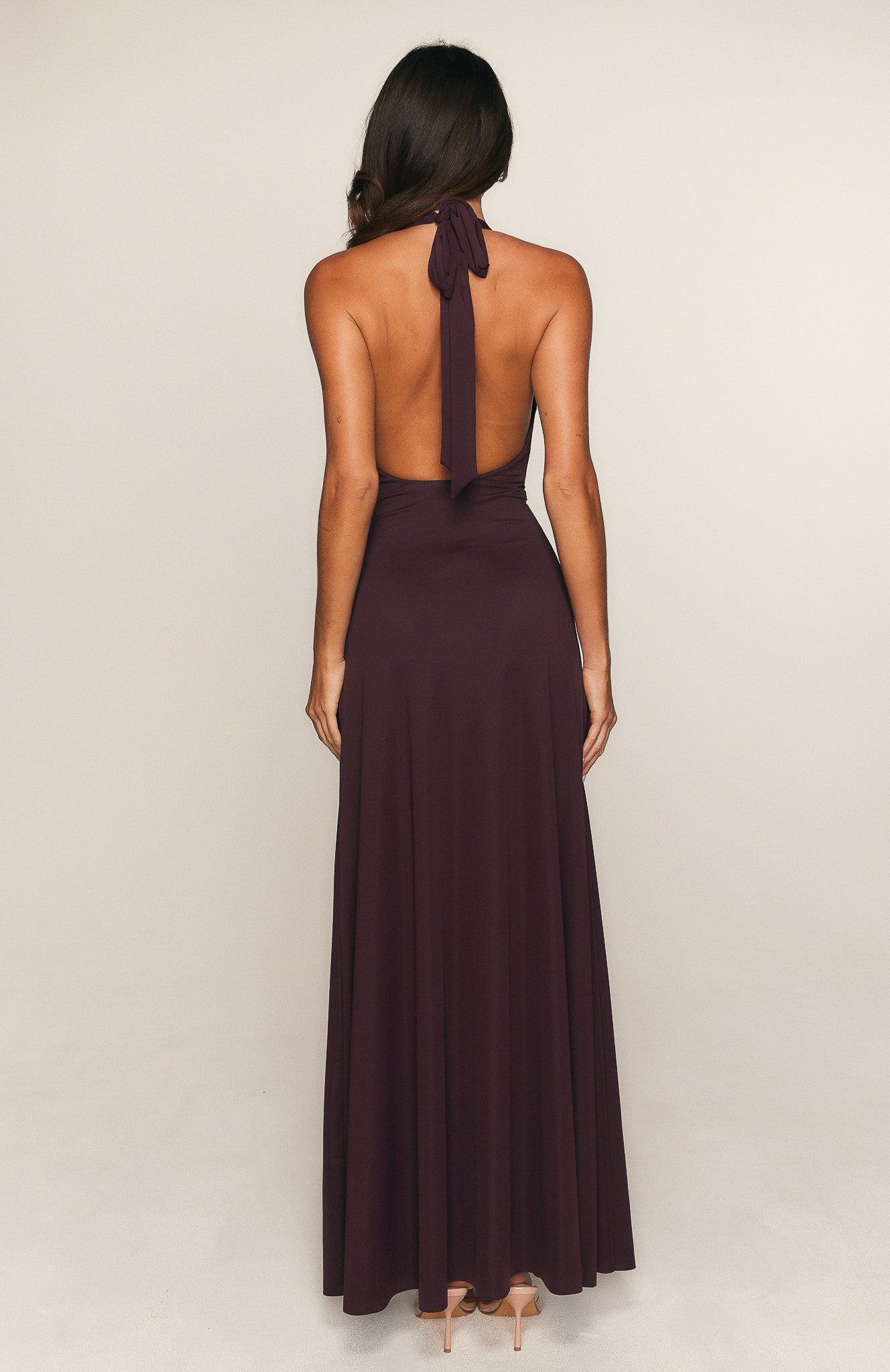 Perfect Illusion Halter Maxi Dress Dark Cherry