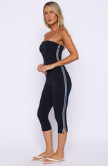 Pocket Rocket Capri Jumpsuit Navy/Blue Stripe