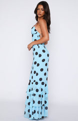 Power Ballad Maxi Dress Baby Blue/Choc Polka Dot