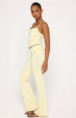 Pretty Vibes Fold Over Flare Pants Lemon