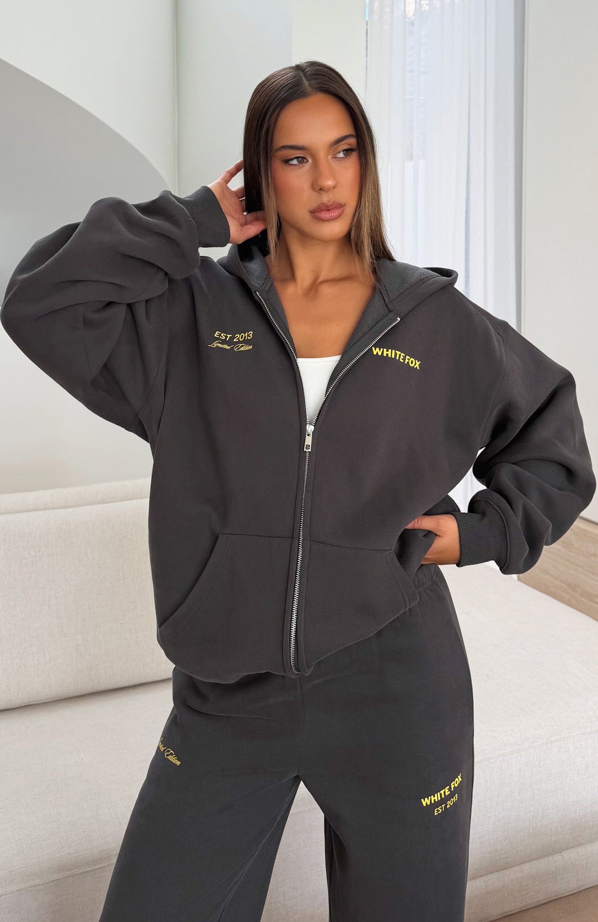 Proving Myself Wrong Zip Front Hoodie Charcoal