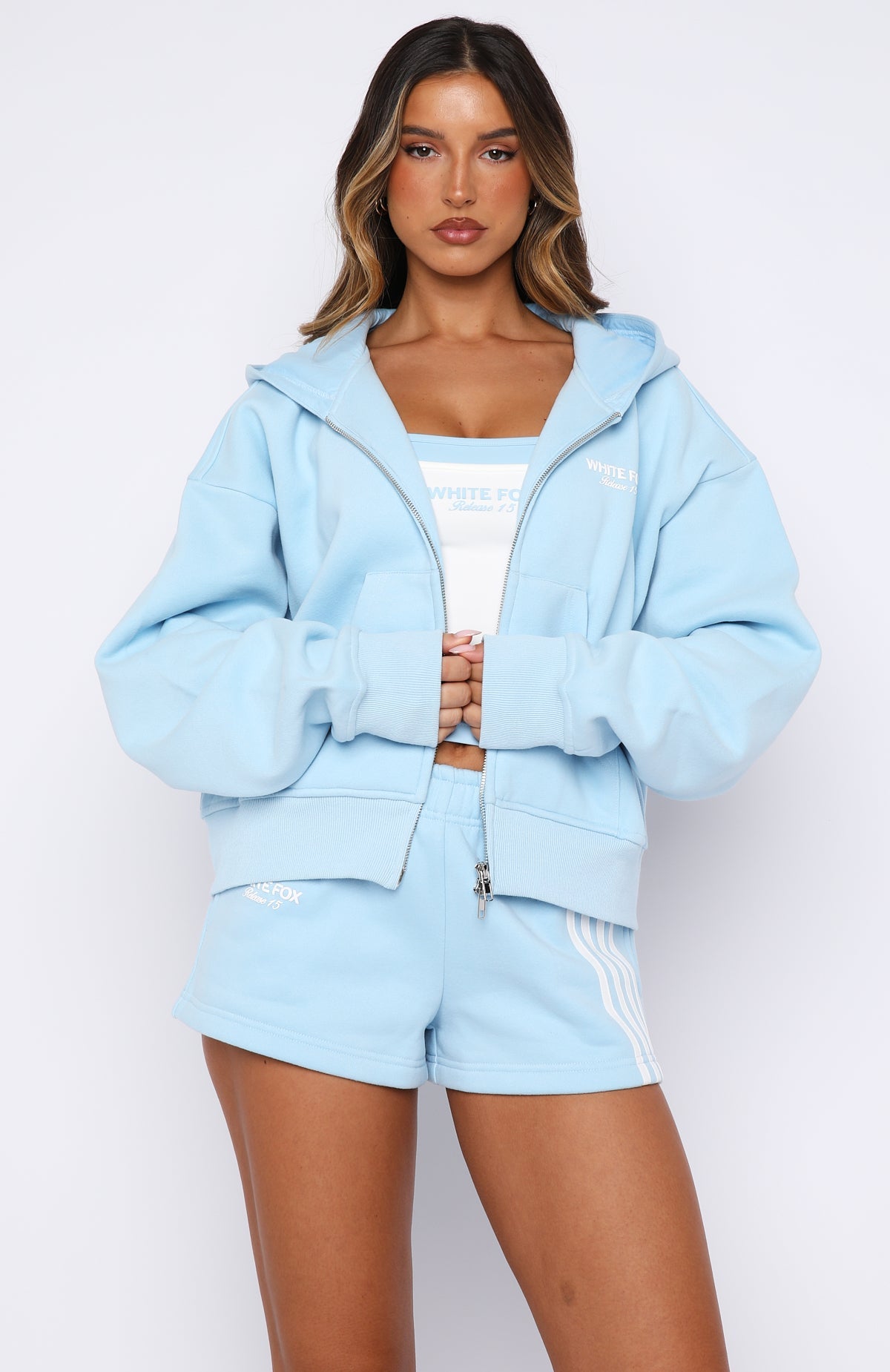 Release 15 Asalia Boxy Zip Front Hoodie Blue