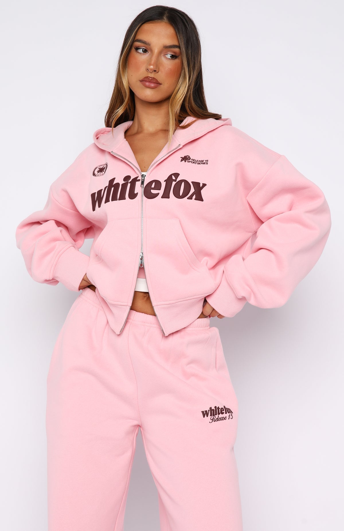 Release 15 Janie Boxy Zip Front Hoodie Pink