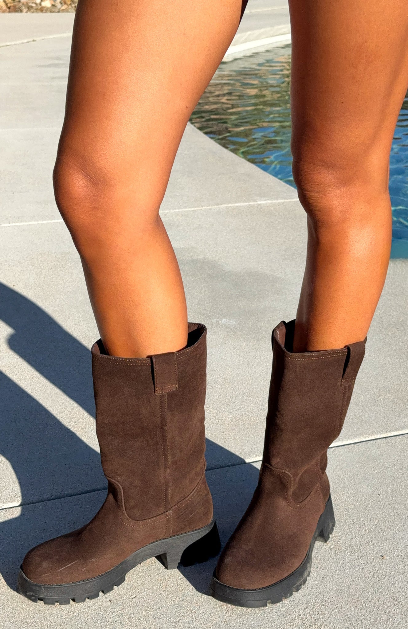 Rita Boots Chocolate Faux Suede