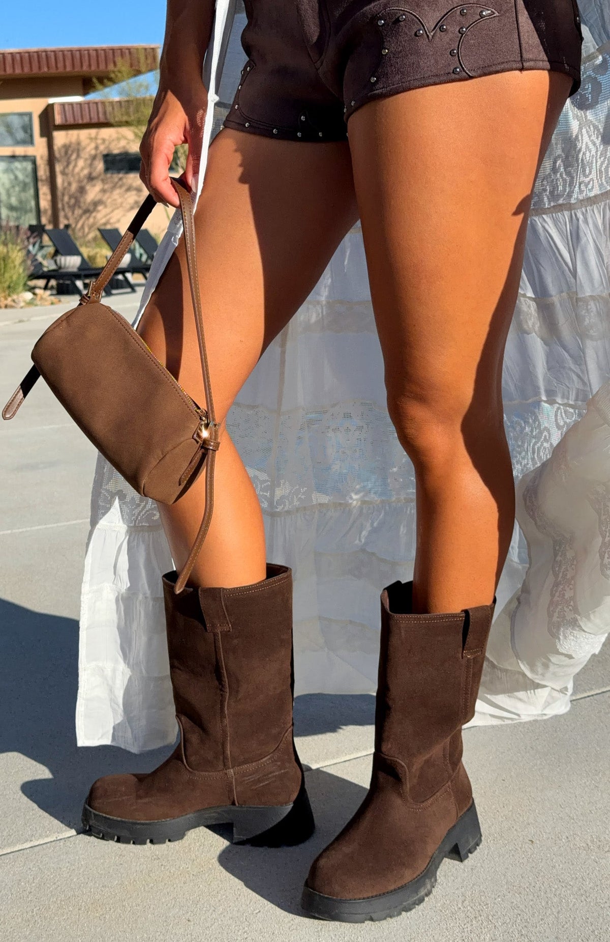 Rita Boots Chocolate Faux Suede