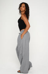 Say When Barrel Leg Pants Charcoal Stripe
