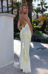 Seaside Darling Sequin Maxi Dress Lemon