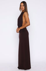 She's Got That Look Halter Neck Maxi Dress Dark Chocolate