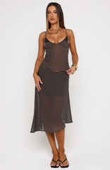 Soft Horizon Midi Skirt Charcoal