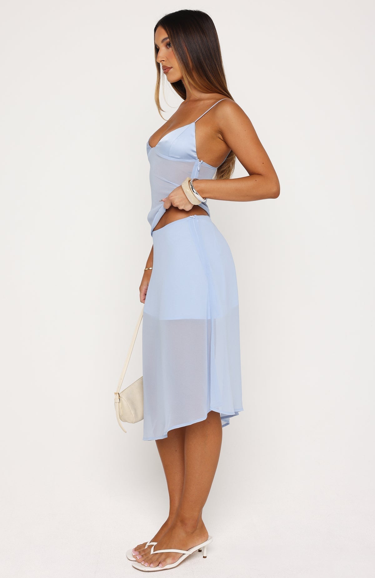 Soft Horizon Midi Skirt Dusty Blue