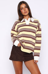 Soft Rewind Knit Sweater Honeycomb Choc Stripe