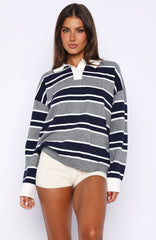 Soft Rewind Knit Sweater Navy Drift Stripe