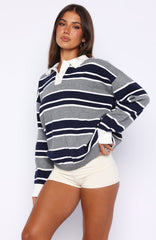 Soft Rewind Knit Sweater Navy Drift Stripe