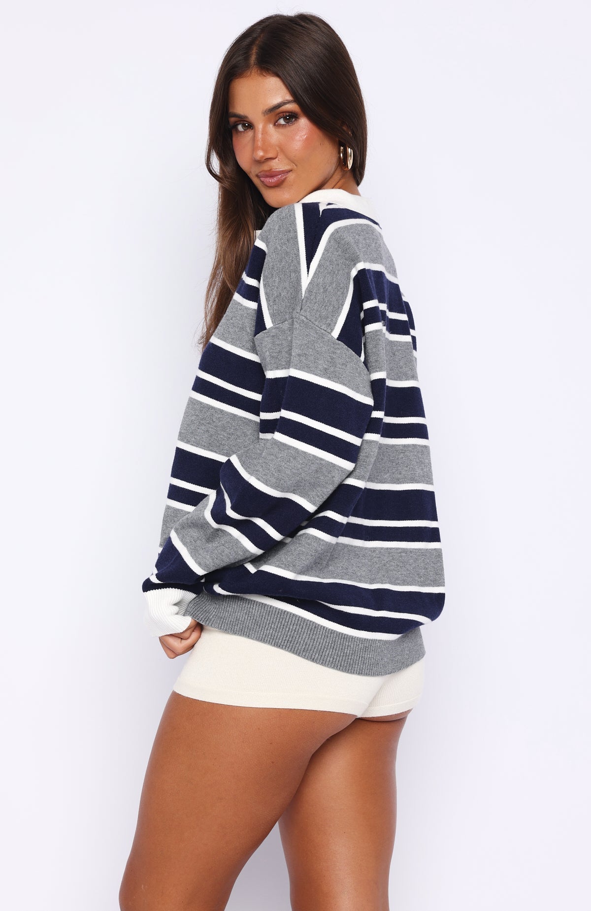 Soft Rewind Knit Sweater Navy Drift Stripe