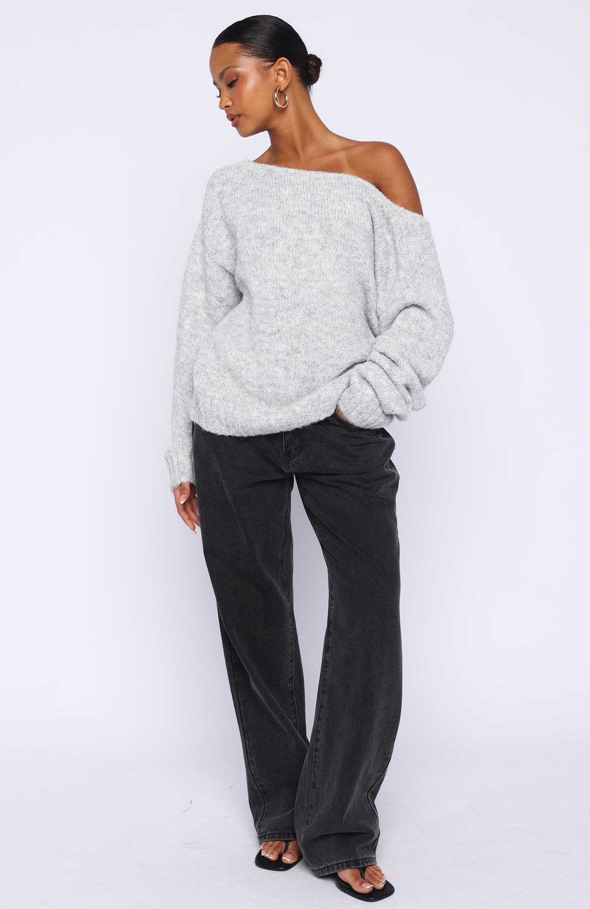Softer Love Knit Sweater Grey Marle