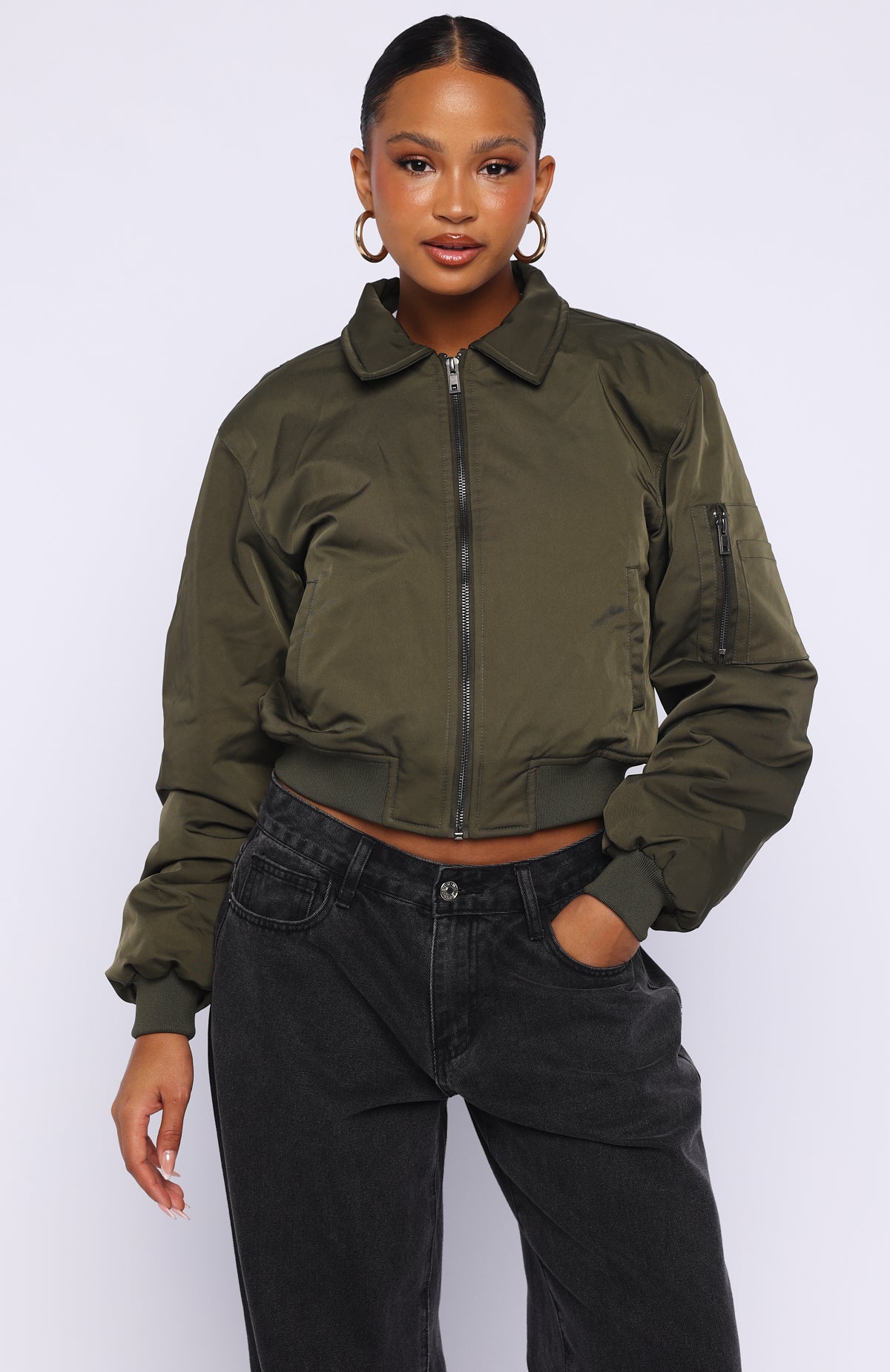 Something Forgotten Bomber Jacket Khaki