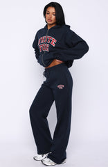 Starting Fresh Wide Leg Sweatpants Navy