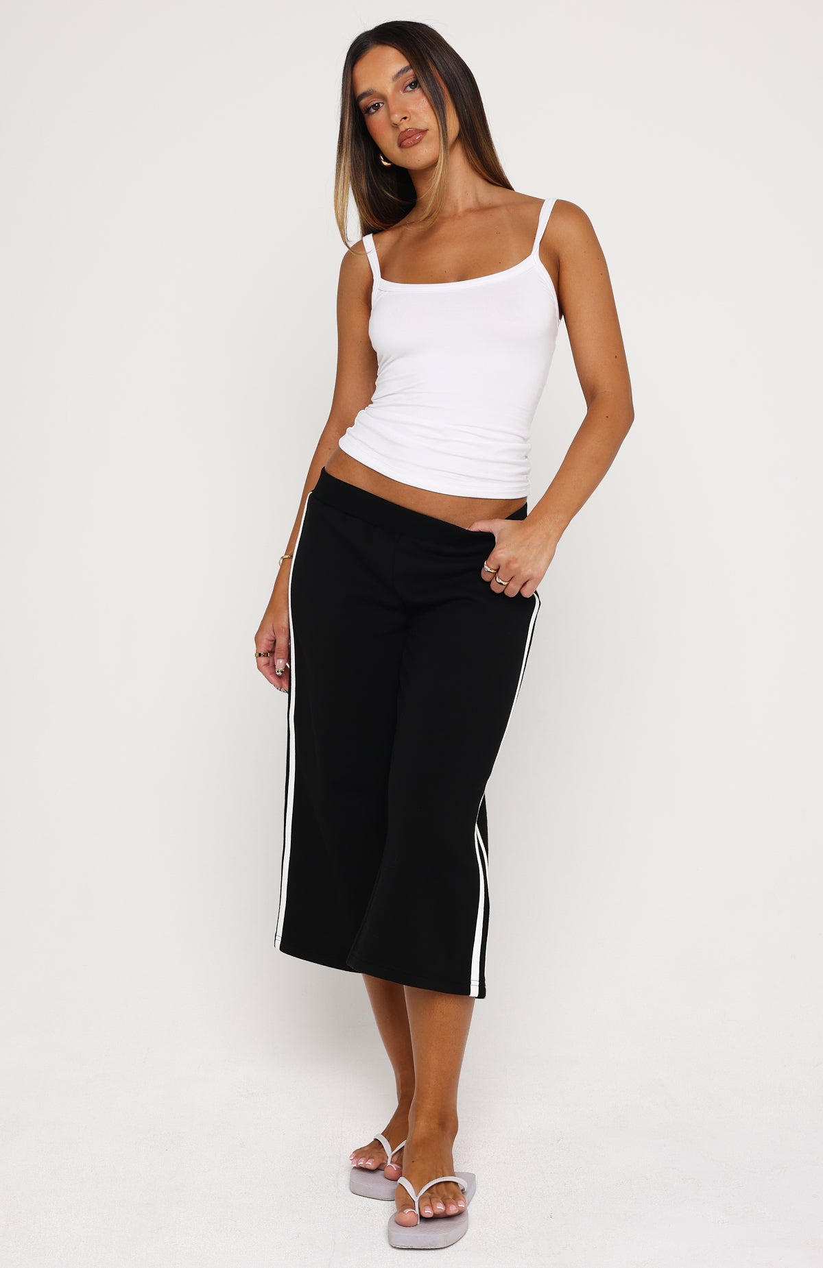 Stuck In A Daze Capri Track Pants Black
