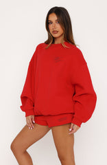 Studio 17 Raven Oversized Drop Shoulder Sweater Red