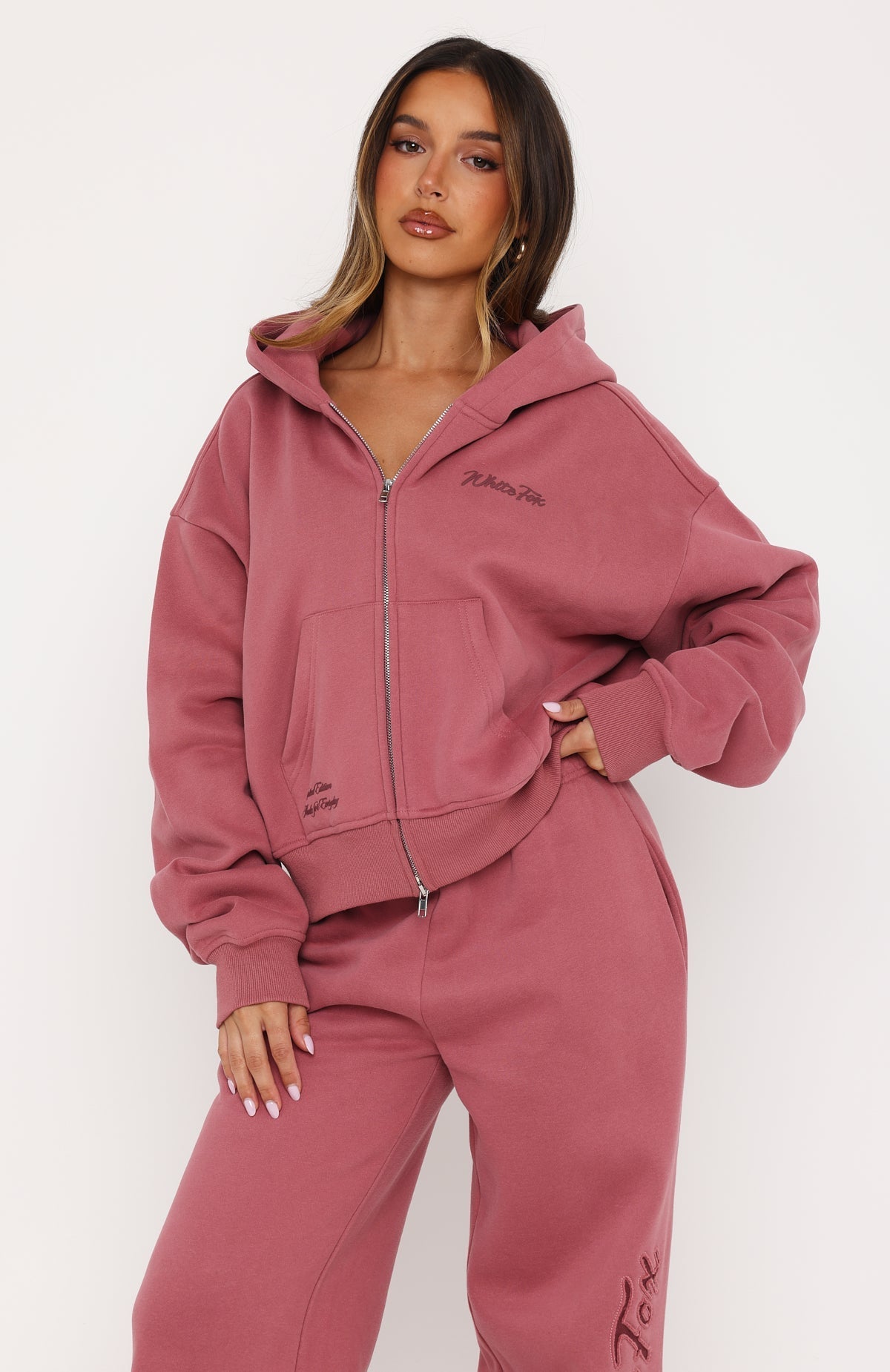 Studio 17 Willa Boxy Zip Front Hoodie Dusty Plum