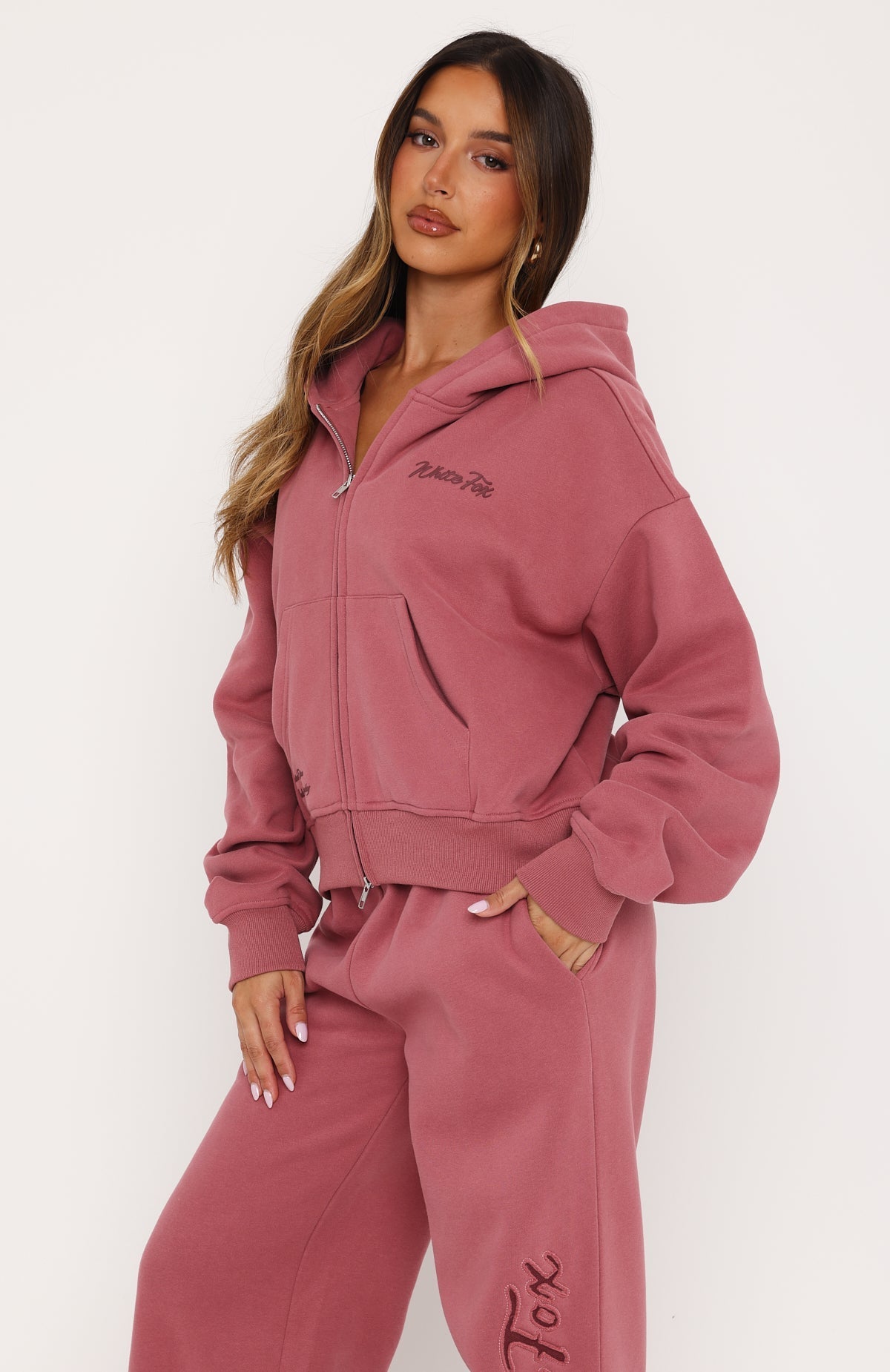 Studio 17 Willa Boxy Zip Front Hoodie Dusty Plum
