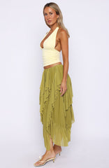 Sunset Strolls Midi Skirt Matcha