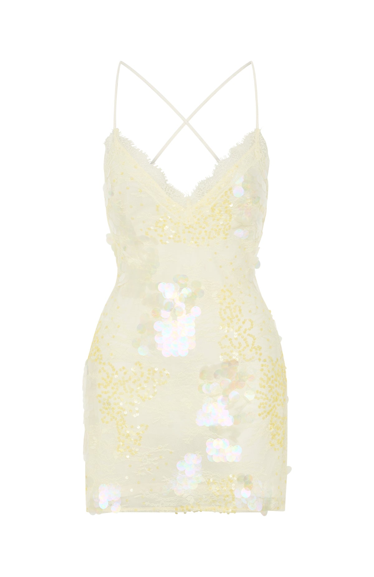 Sunset Swoon Sequin Mini Dress Lemon